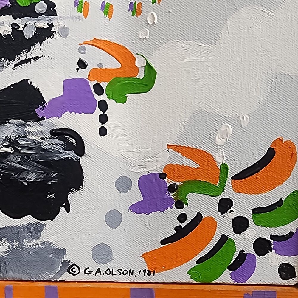 Vintage G. Olson 1980 Original Abstract Expressionist Painting | Signed - Picture 5 of 11